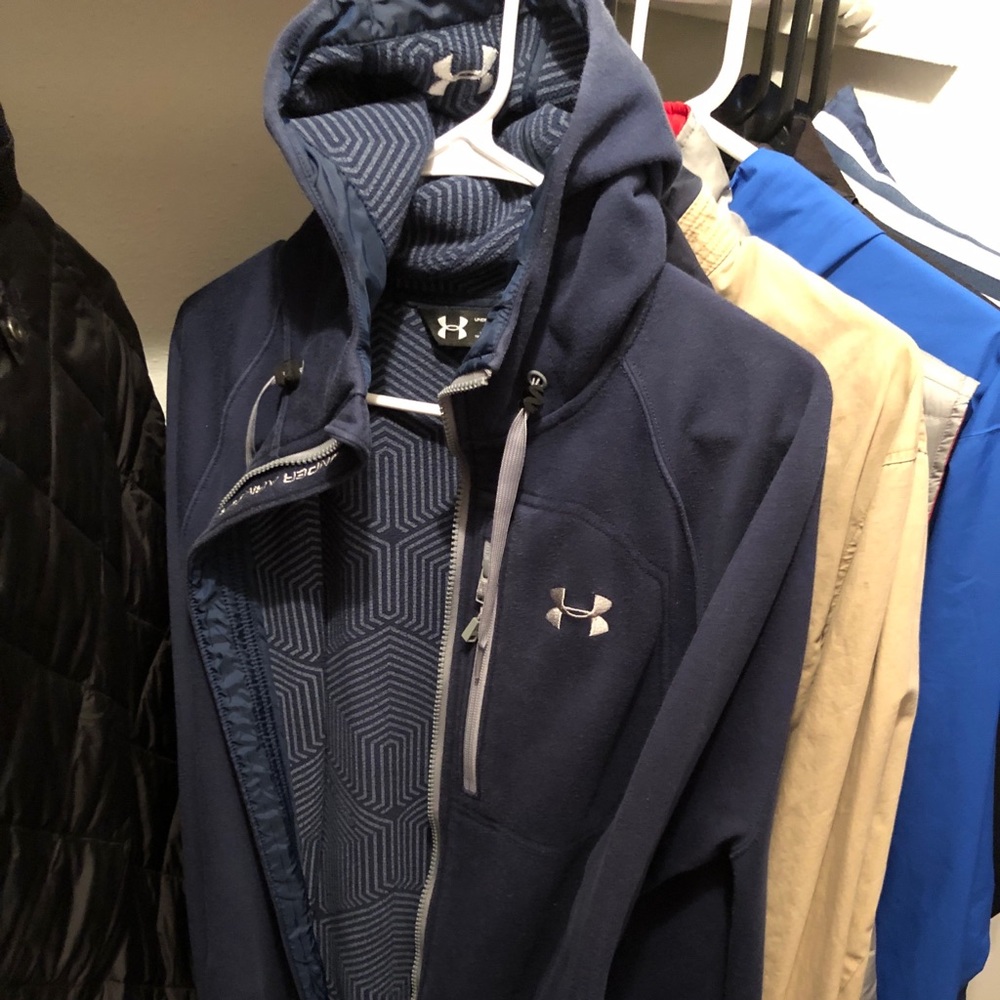 Under Armour cold gear hooded jacket medium navy